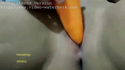 شرموطة هايجة اوي بتلعب في كسها بجزرة سكس نودز مصري